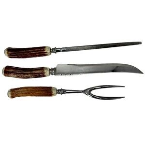 Glo-Hill Cutlery Canada Carving Set Knife Fork Sharpening Steel Case